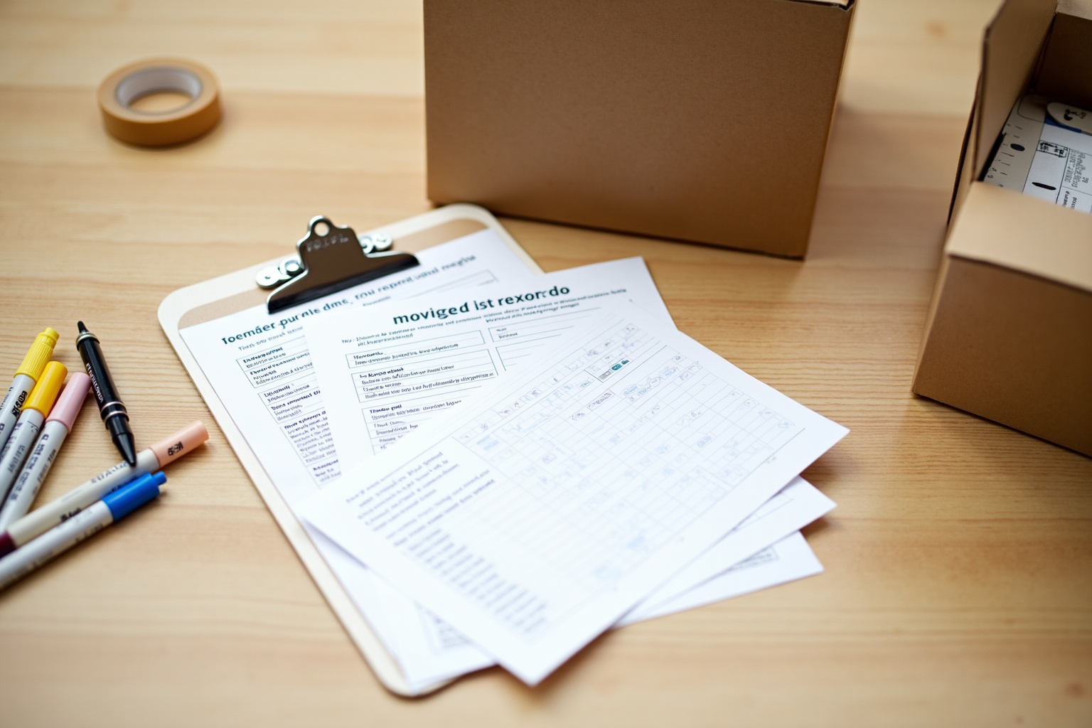 Umzugskartons gestapelt in einem leeren Zimmer