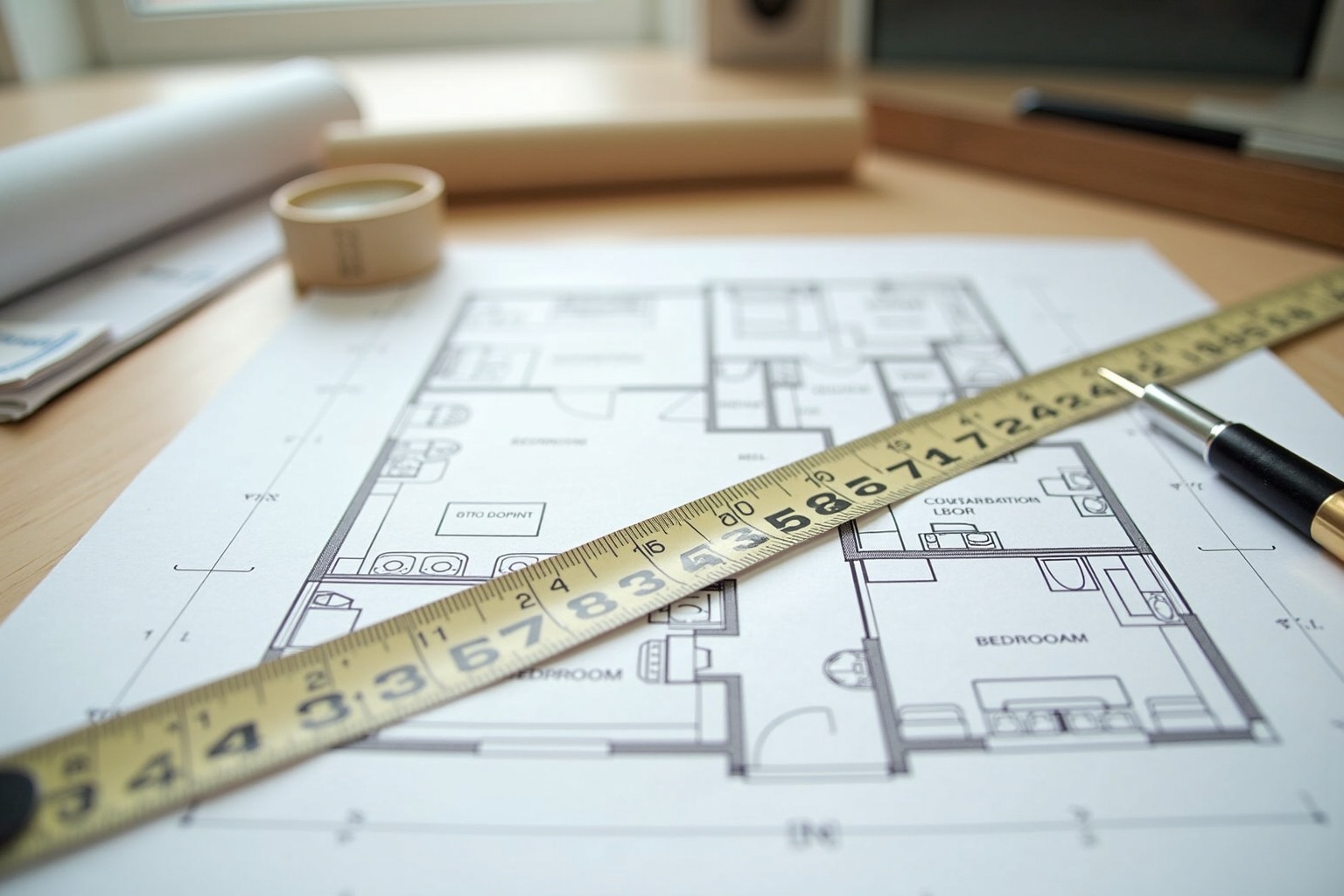 Grundriss einer Wohnung mit eingezeichneten Maßen